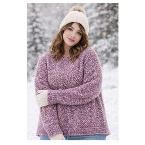 GEORGE Cozy Bouclé Knit Sweater Purple Soft Pullover Sz XXL Plus Mauve Plush